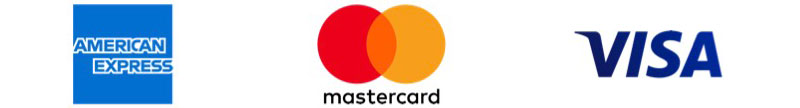 Métodos de pago aceptados: American Express, Mastercard, Visa